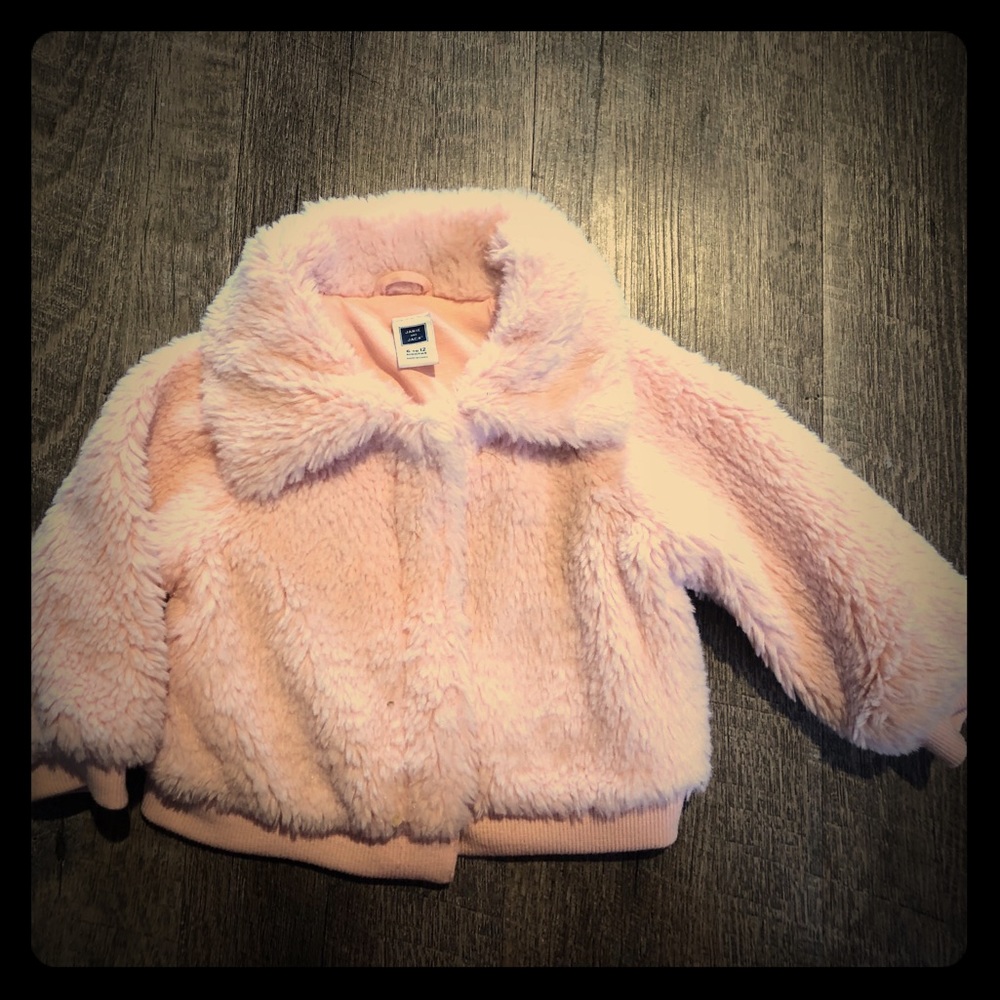 Janie and Jack pink faux fur jacket